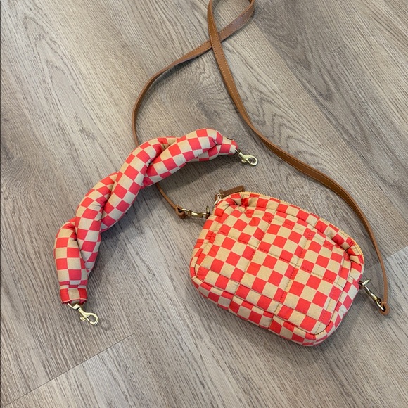 Clare V Red and Cream Checkered Crossbody Bag - Picture 5 of 8
